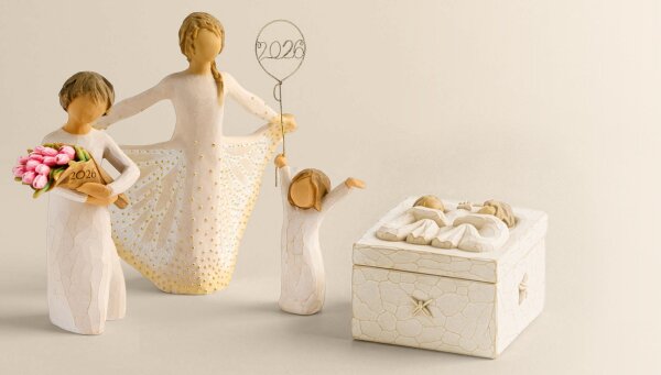 Image of various Willow Tree figurines including the Together Figurine, That's My Dad Figurine, and Father and Daughter Figurine