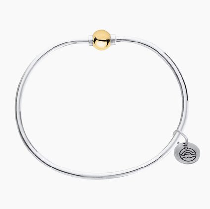 Sterling silver Cape Cod bracelet with a 14K gold ball accent