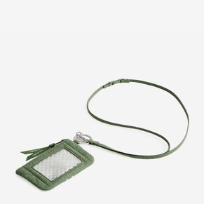 Image of Vera Bradley Zip ID Pouch with Breakaway Lanyard in Vineyard Green Chambray