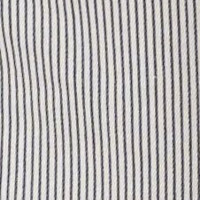 Swatch of off-white denim with blue pinstripe