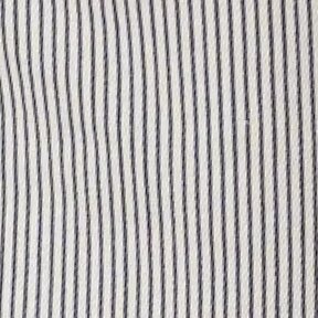 Swatch of off-white denim with blue pinstripe