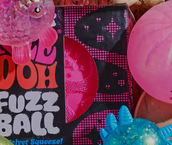 Close up of various squishy toys