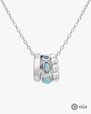 Blue Gem Rondelle Pendant Necklace in Silver
