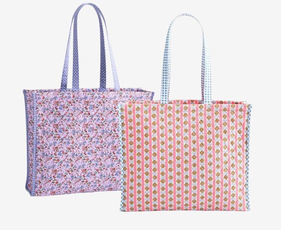 Special Price: $25 Vera Bradley 2-Pouch set in Exclusive Cottage Shells Stripe & Wildflower Sprigs (Reg. $65.95)
