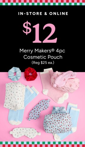 In-Store & Online: Merry Makers® 4 pc. Cosmetic Pouch $12 (Reg 25)