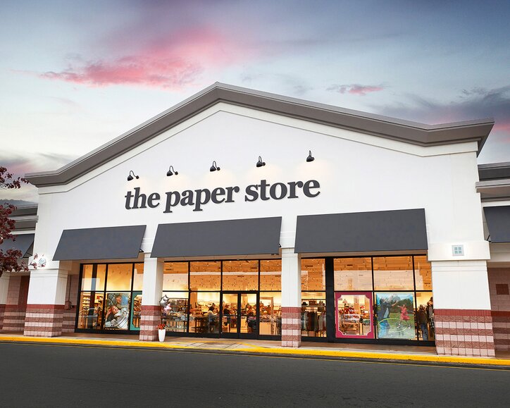 Image of The Paper Store exterior storefront with large display windows