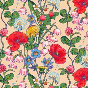 Image of Vera Bradley All The Pretty Wildflowers Print - Red, blue, green and pink wildflowers on a cream background