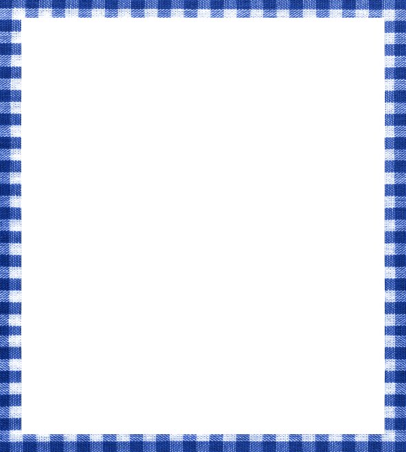 Blue gingham frame around a white box