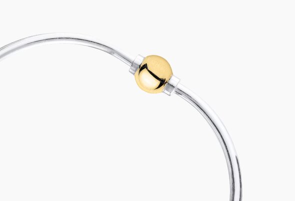 Cape Cod Jewelry Sleek Single Ball Bangle Bracelet in Two-Tone