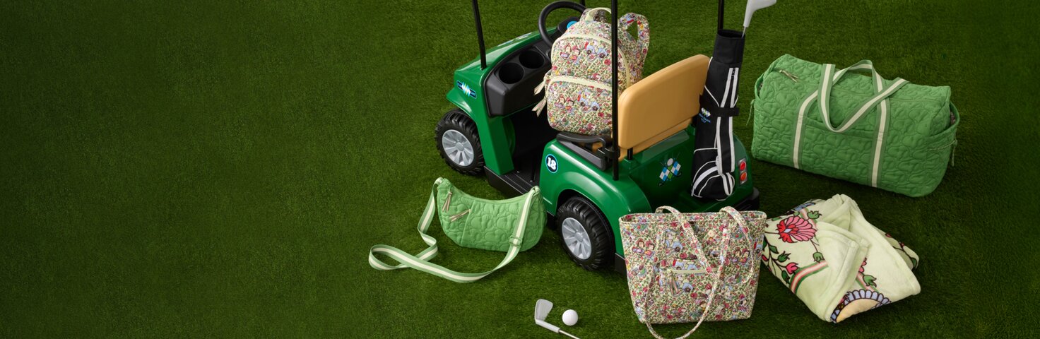 Image of Vera Bradley Totes, Duffels, Backpacks and Cosmetic cases in the trunk of a Jeep. Featuring new prints Sherbet, Cambridge Blues, Vibrant Paisley, Flowering Paisley and Maison Blue