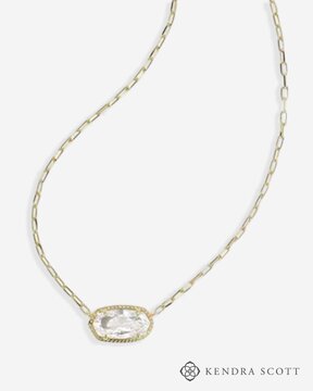 Kendra Scott Elisa Luxe Gold Short Pendant Necklace in White CZ