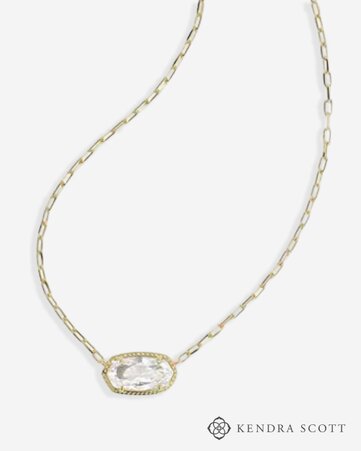 Kendra Scott Elisa Luxe Gold Short Pendant Necklace in White CZ