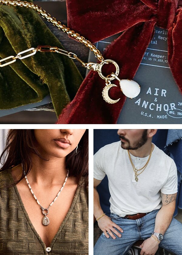 Image collage of Air & Anchor necklaces with charms