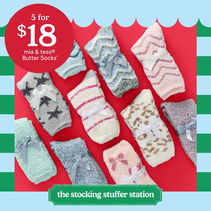 Stocking stuffer gift ideas: 5 for $18 mia & tess butter socks