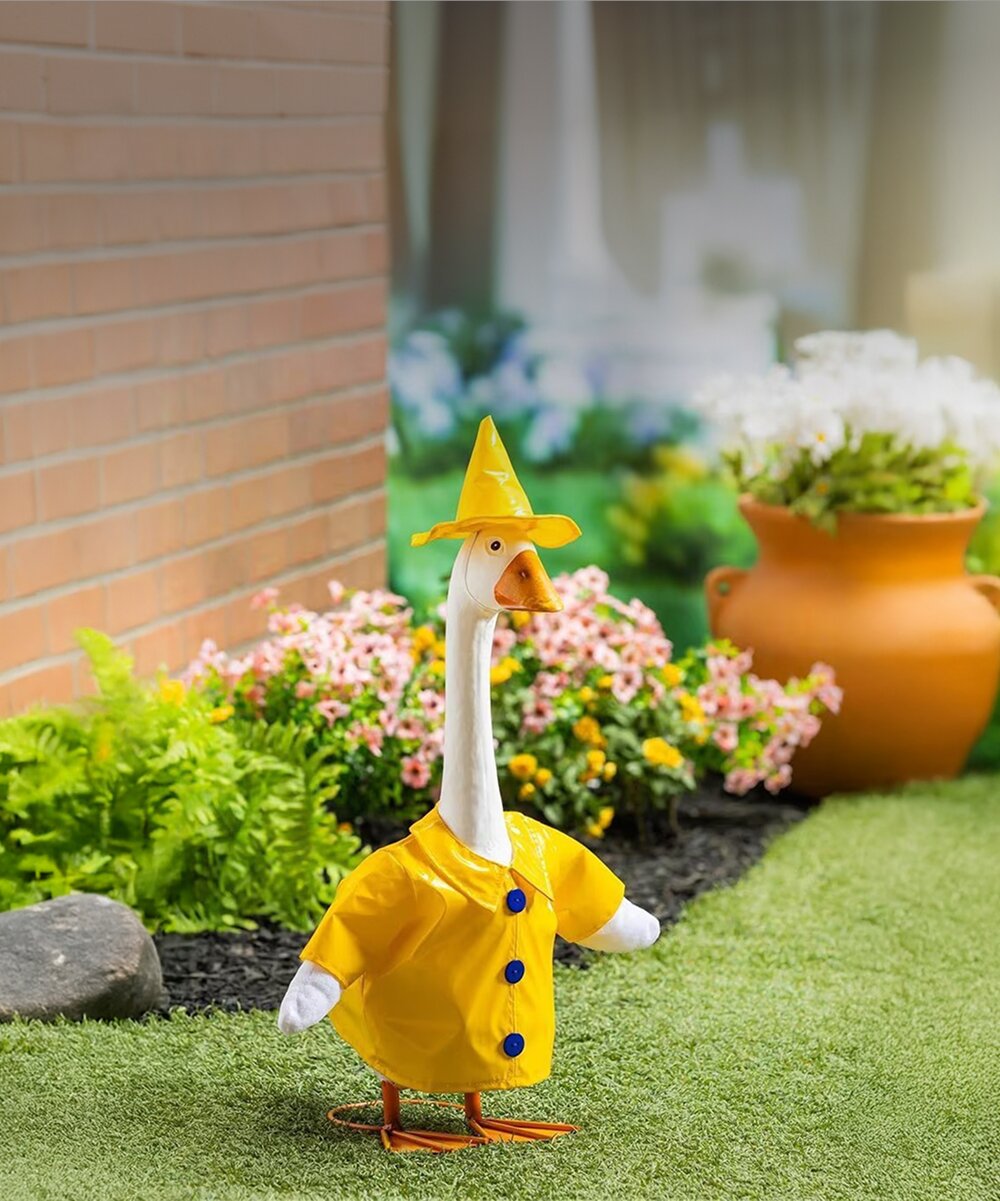 Image of Giddy Goose wearing Raincoat Porch Goose Outfit