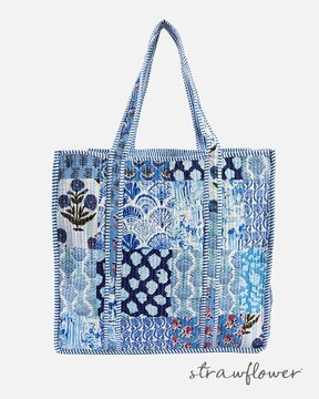 Image of Hannah Patchwork Quilted Block Print Tote Bag