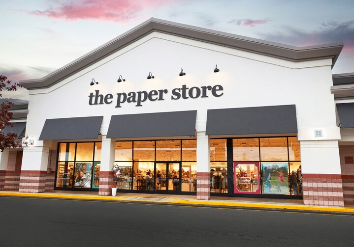 Image of The Paper Store exterior storefront with large display windows