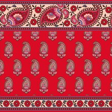 Image of Vera Bradley Flowering Paisley Goji Berry print - red, pink, navy and cream paisley on red background