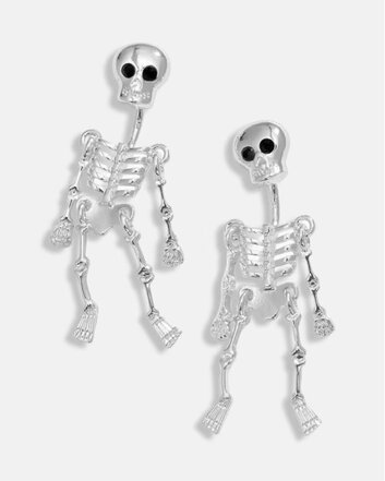 Silver Skeleton Drop Earrings 