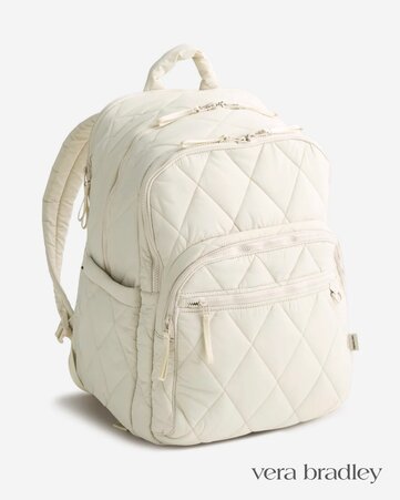 Vera Bradley XL Bancroft quilted backpack in Pumice Stone