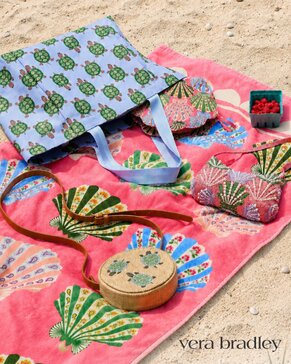 Vera Bradley beach tote, crossbody, cosmetic bag and beach towel 
