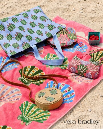 Vera Bradley beach tote, crossbody, cosmetic bag and beach towel 