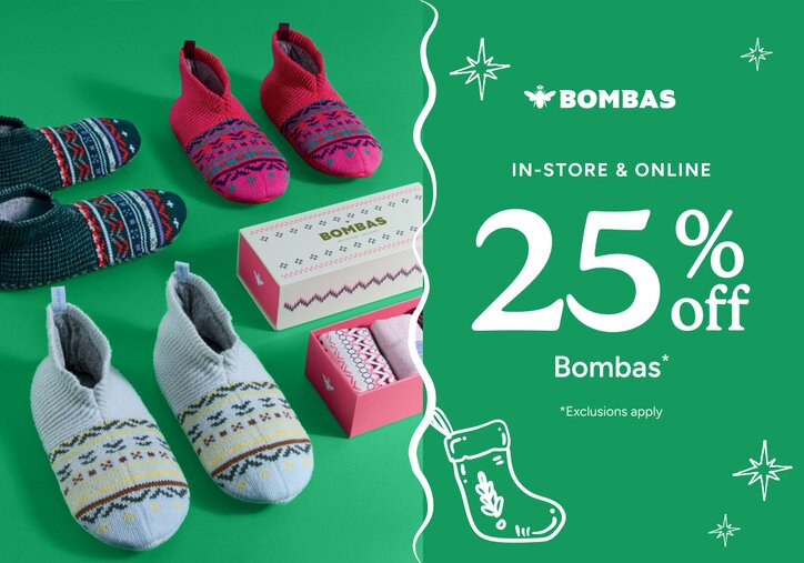 In-Store & Online: 25% off Bombas | Exclusions Apply
