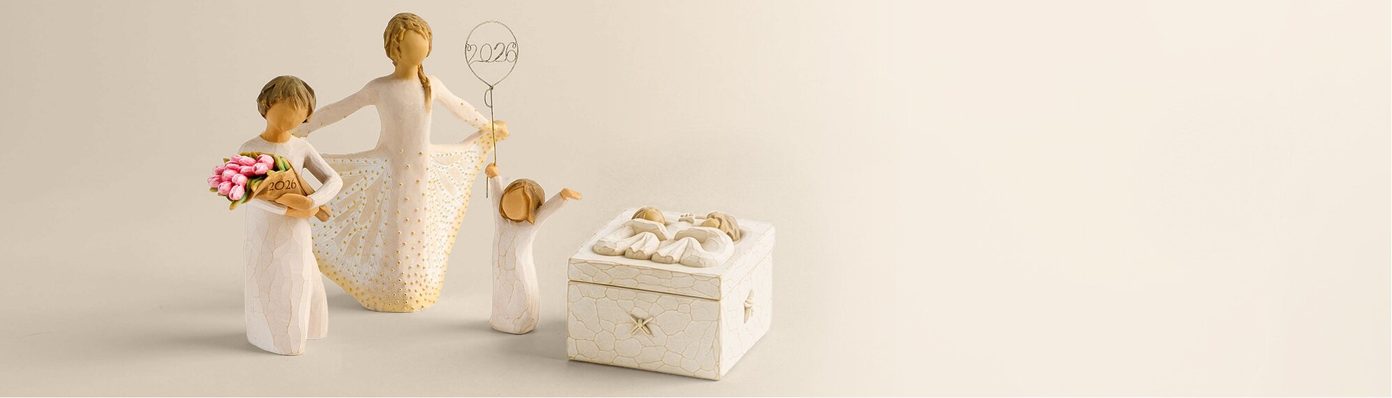 Image of various Willow Tree figurines including the Together Figurine, That's My Dad Figurine, and Father and Daughter Figurine