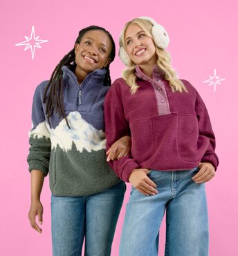 Girls wearing sherpa fleece jackets