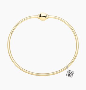 14K gold Cape Cod bracelet with a polished gold ball screw clasp