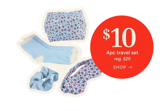4 piece travel set
Special Price: $10
reg. $25
Shop Now