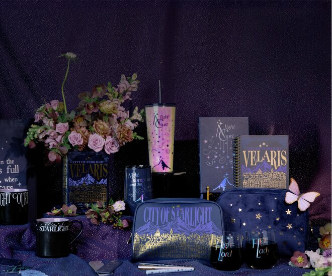 Collection of Velaris and Night Court themed ACOTAR (A Court of Thorns & Roses) merchandise