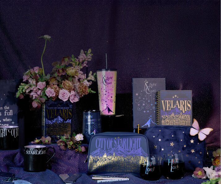 Collection of Velaris and Night Court themed ACOTAR (A Court of Thorns & Roses) merchandise