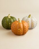 Decorative Halloween LED pumpkins in green, orange and white - 2 for $18
