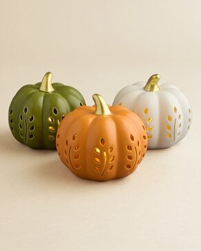 Decorative Halloween LED pumpkins in green, orange and white - 2 for $18