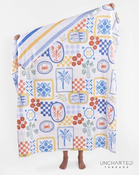 Uncharted Threads Dolce Vita Yellow and Blue Stripes Reversible Towel