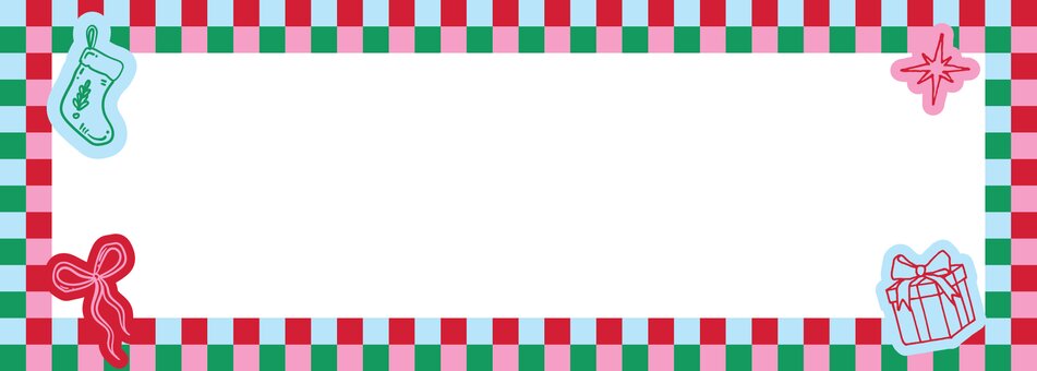 red, green, pink and blue checkered frame