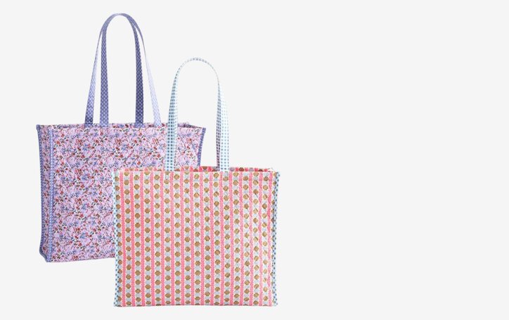 Special Price: $25 Vera Bradley 2-Pouch set in Exclusive Cottage Shells Stripe & Wildflower Sprigs (Reg. $65.95)