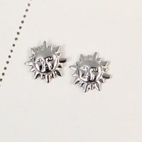 Image of Air & Anchor Little Sun Stud Earrings in Silver