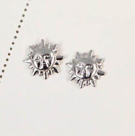 Image of Air & Anchor Little Sun Stud Earrings in Silver