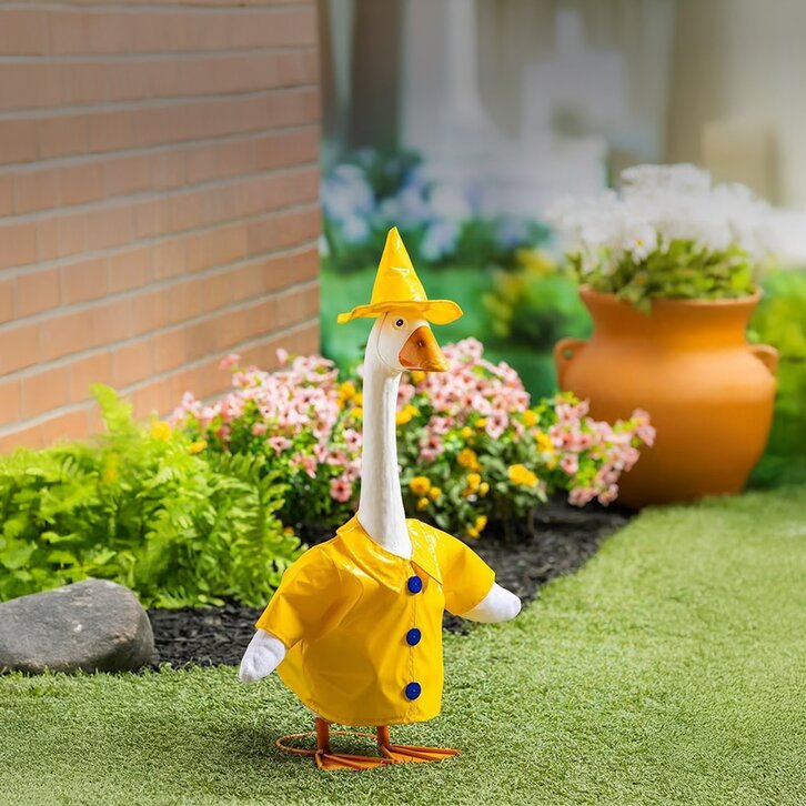 Image of Giddy Goose wearing Raincoat Porch Goose Outfit