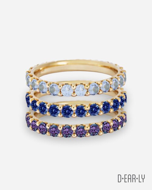 Image of D*EAR*LY CZ Infinity Birthstone Stacker Rings in Gold
