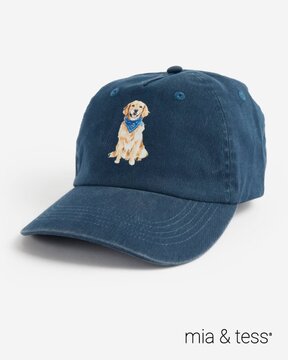Image of mia & tess Golden Dog Baseball Cap in Dark Denim