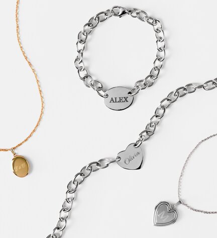 image of engraved necklaces and bracelets