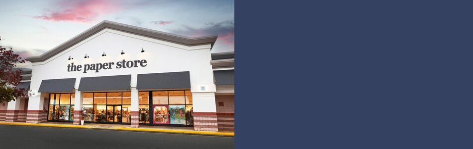 Image of The Paper Store exterior storefront with large display windows