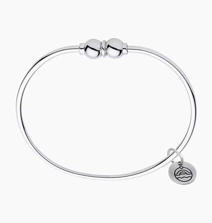 Sterling silver Cape Cod bracelet with a polished double-ball screw clasp