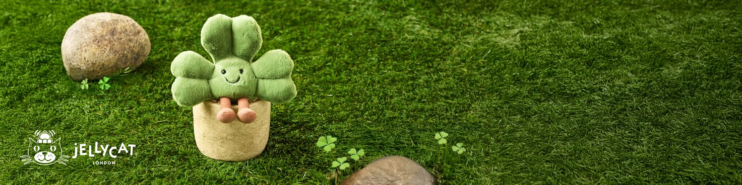 Image of Jellycat Shamrock on a grassy backdrop