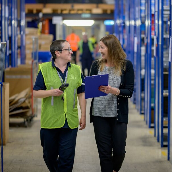 Happy shopper and contractor