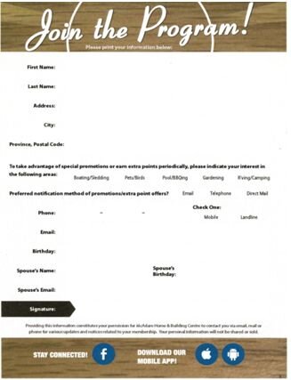 Loyalty program application form