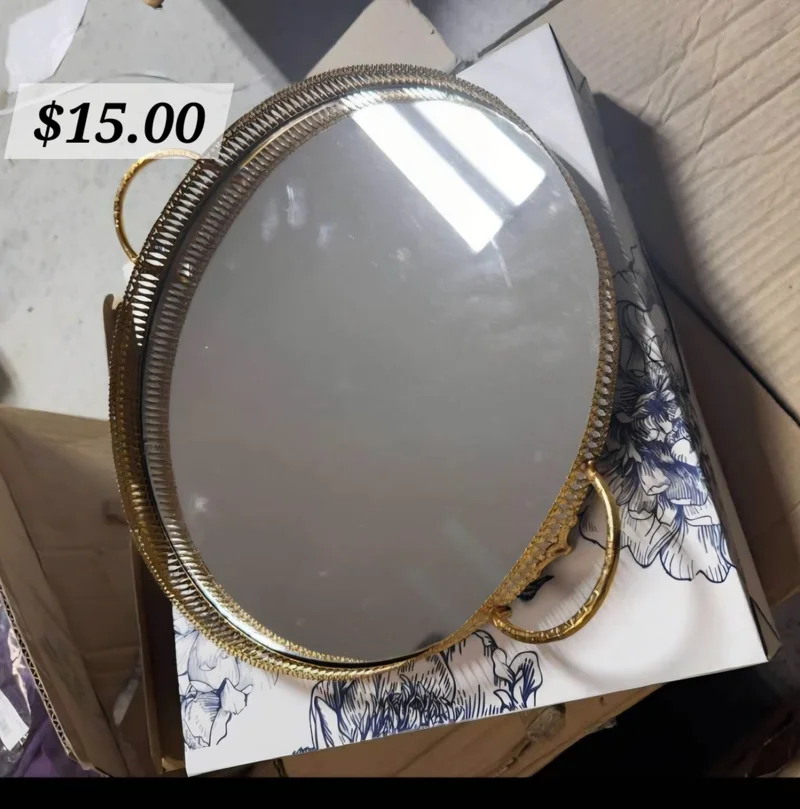 Oval Gold Mirrored Tray